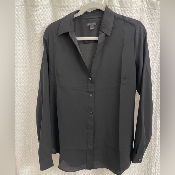 Ann Taylor Tall Essential Shirt. Black. Size Medium Tall. Worn one time. - Picture 2 of 4